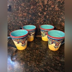 Set of 4 Euro Ceramica Coffee Mugs Handpainted Bright Colors Zanzibar Co…